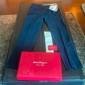 Ferragamo Navy Blue SLIM FIT CHINO